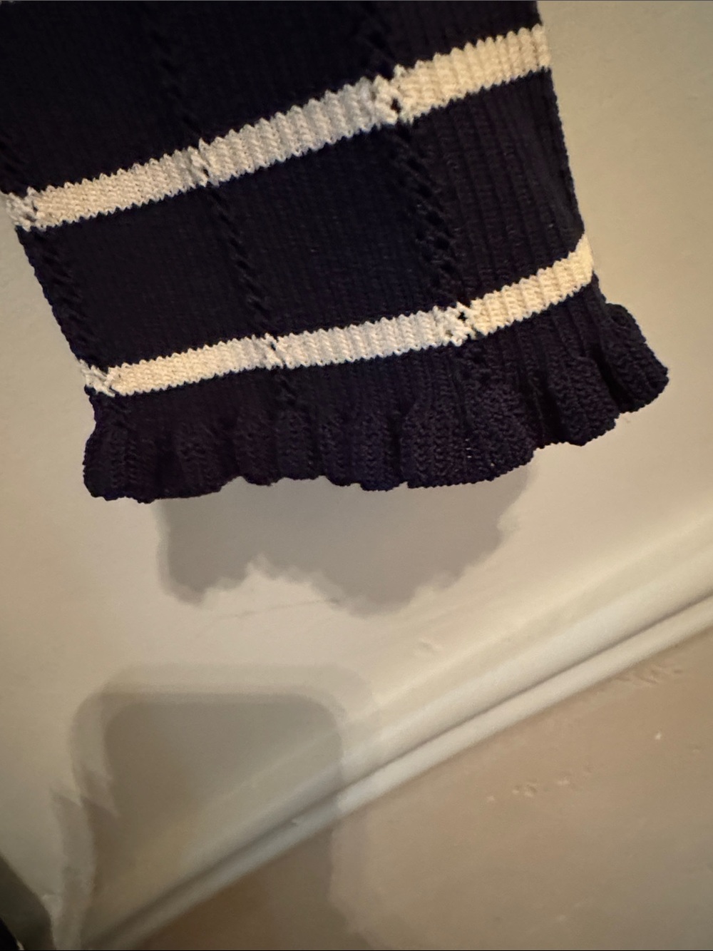 Chic Navy & White Striped Knit Gold Button-Front Dress by Cara Cara - Picture 8 of 11